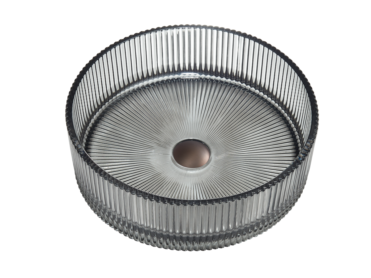 Bolleservant i sort glass fra Kistefos Møbler, sevant Romano , sort glass